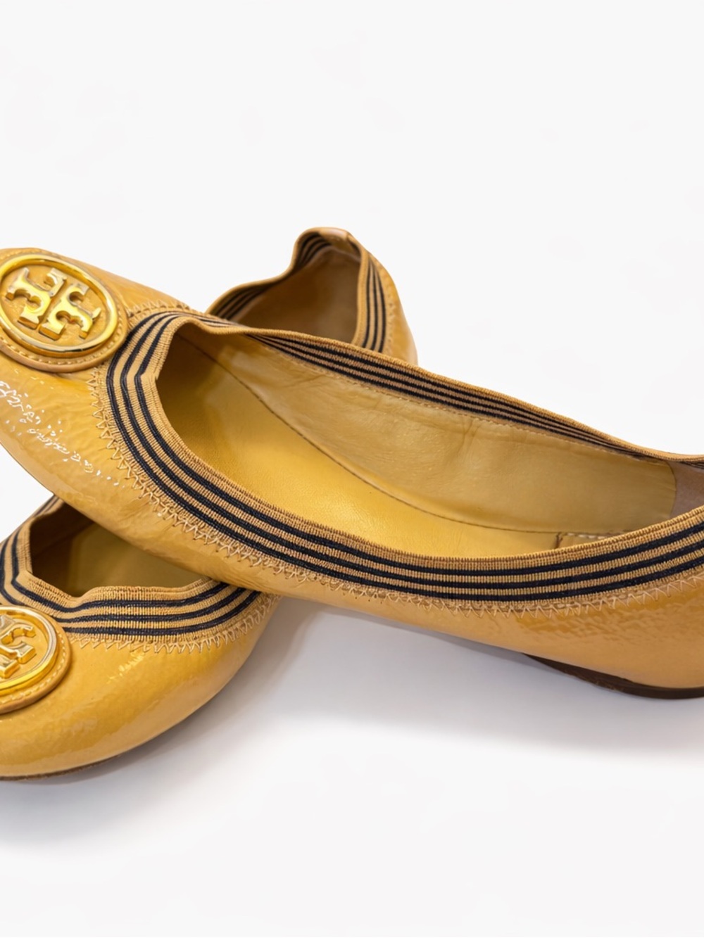 Tory Burch Minnie Travel Ballet Flat in Mustard Yellow - Picture 3 of 4